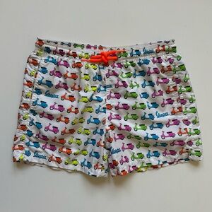 MC2 Saint Barth Boys Lightweight Fabric Swim Shorts Jean Lighting w/ Vespa Print